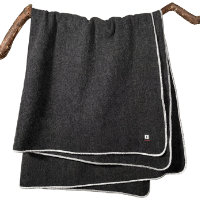 100% Wool Throw Blanket Charcoal Grey