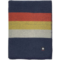 100% Wool Twin Blanket Blue Sunrise Striped