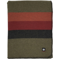 100% Wool Twin Blanket Olive Blaze Striped