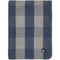 90% Wool Twin Checkered Blanket Blue