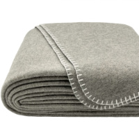 100% Virgin Wool Queen Size Blanket Light Gray