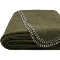 100% Virgin Wool Queen Size Blanket Olive Green