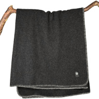 100% Virgin Wool Throw Size Blanket Charcoal Gray
