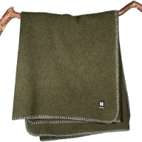 100% Virgin Wool Throw Size Blanket Olive Green