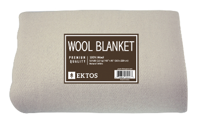 100% Wool Blanket Natural White